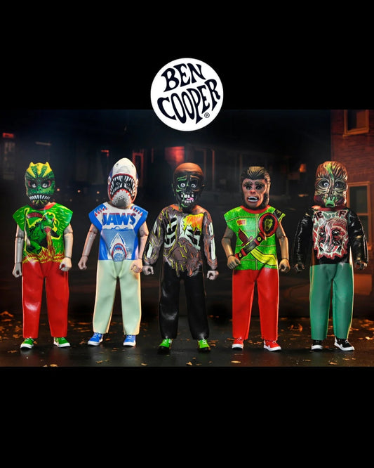 Ben Cooper Costume Kids Collection - Series 7 Costumed Action Figure Bundle (Godzilla, Jaws, Warrior, Tarman, The Fly)