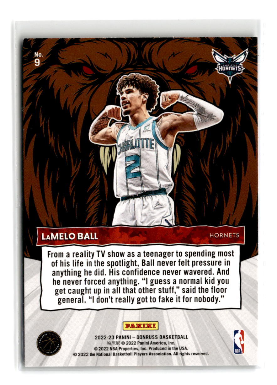 2022-23 Panini Donruss LaMelo Ball #9 Unleashed Purple Press Proof Hornets